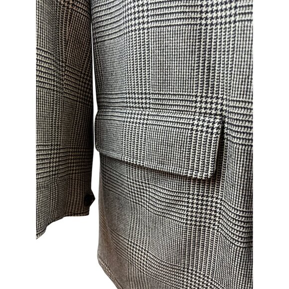 Brooks Brothers Style Gray Plaid Mens Wool Jacket With Quilted Lining Size L - Picture 7 of 12